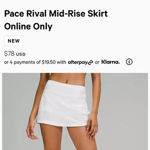 Lululemon Pace Rival Tennis Skirt